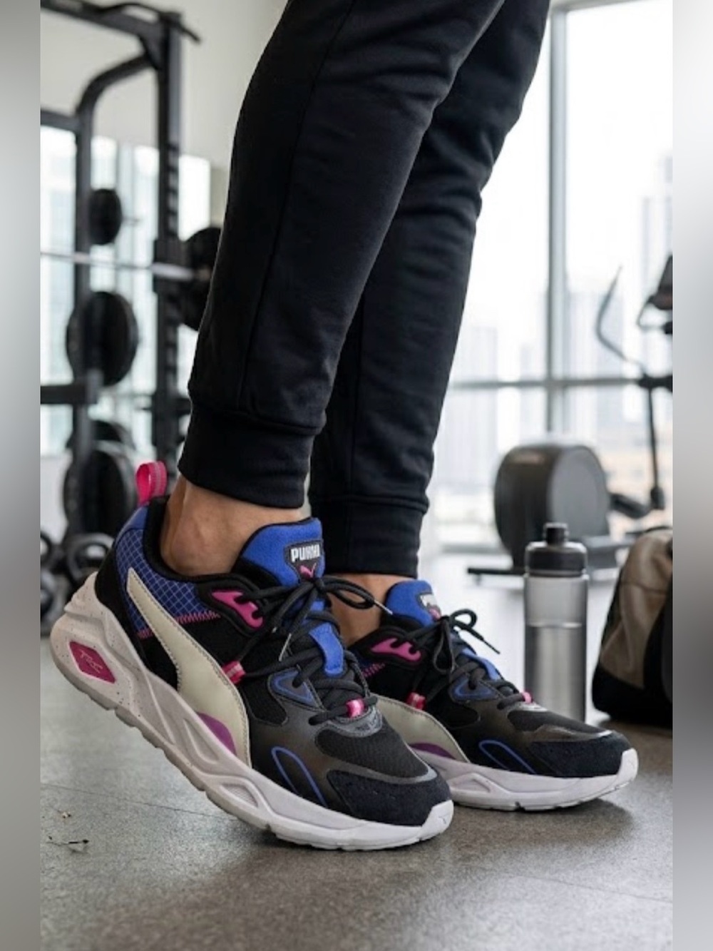 Puma trc mira tech pop Athletic Sneakers with Blue and Hot Pink Accents 8.5 mens